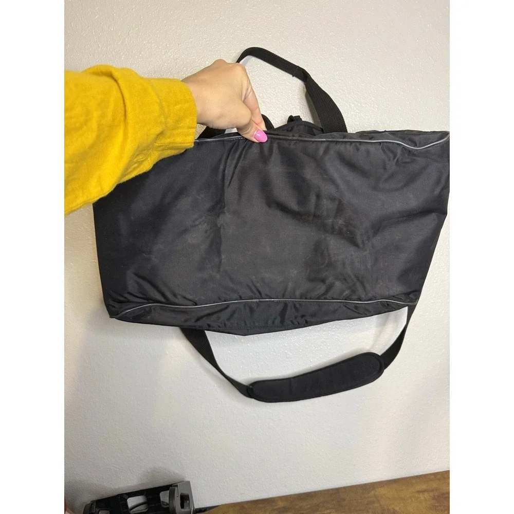Vintage Nike Duffel Bag Black 90's Gym‎ Bag Sports Nylon Yellow Swoosh